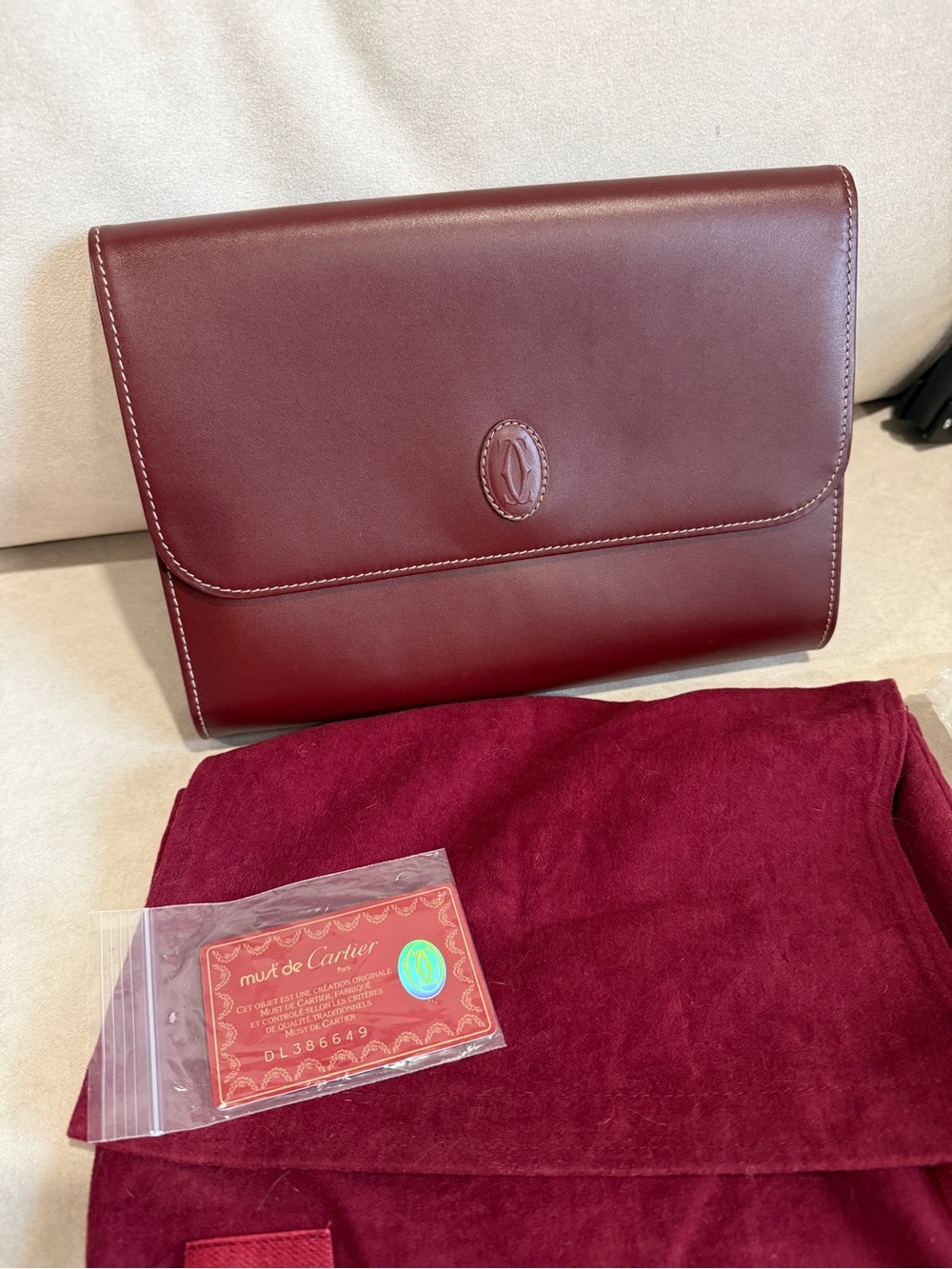 Vintage Cartier Must de Cartier Bordeaux Clutch